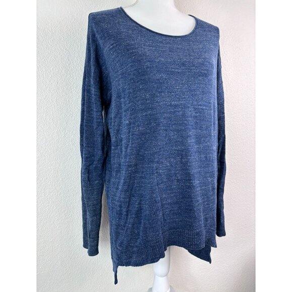 Eileen Fisher women's small blue heathered oversized long sleeve sweater top - Picture 2 of 7